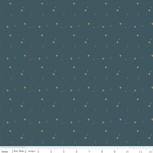 SALE Sparkler SC650 Mediterranean SPARKLE - Riley Blake Designs - Plus Signs Gold SPARKLE Metallic Green Blue - Quilting Cotton Fabric