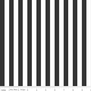SALE Black and White 1/2 Half Inch Stripe by Riley Blake Designs - Stripes - Quilting Cotton Fabric