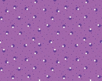 Fat Quarter End of Bolt - Bloom Mushies C14986 Purple - Riley Blake Designs - Mushrooms Dots - Quilting Cotton Fabric