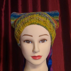 Cats Are Better Than Dogs Except When They Tangle My Yarn Stash Handspun Handknit Kitty Ear Hat