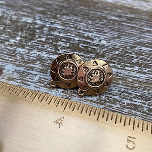 Gold Round Decorative Earring Post with Loop (a005)