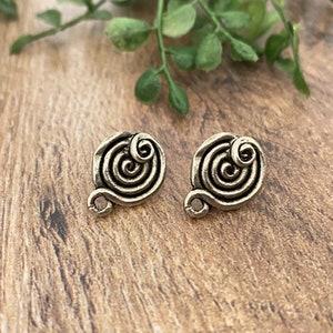 Decorate Silver Swirl Post Earrings, Post with Loop, Silver Post Earrings (B008)