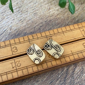 Gold Swirl Rectangle Decorative Earring Post Findings DIY Jewelry SP21