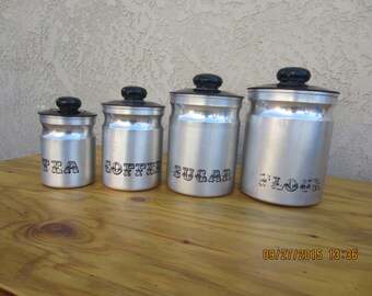 Vintage Aluminum Canisters (4)