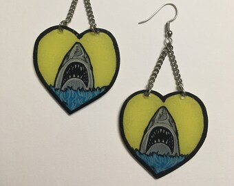 JAWS Earrings ~ Deadly Dinks ~ Horror Jewelry ~ Shrinky Dinks ~ Shrink Plastic Jewelry