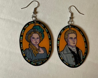Poldark Earrings ~ Enys and Caroline ~ Deadly Dinks ~ Shrinky Dinks ~ Shrink Plastic ~ Aidan Turner ~ Period Drama