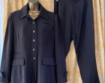 Vintage Minimalist Matching Set - Halston Charcoal Gray Suit