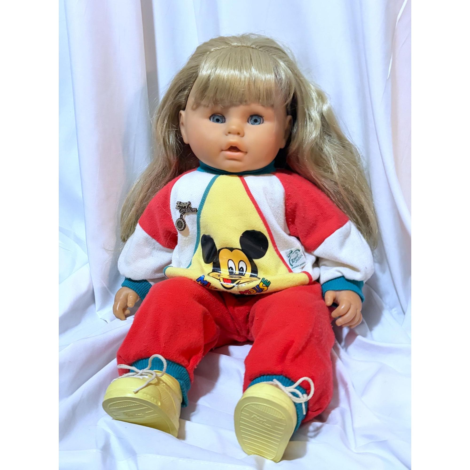 VTG Zapf Creations Doll Katja Original Mickey Mouse Outfit Sleep