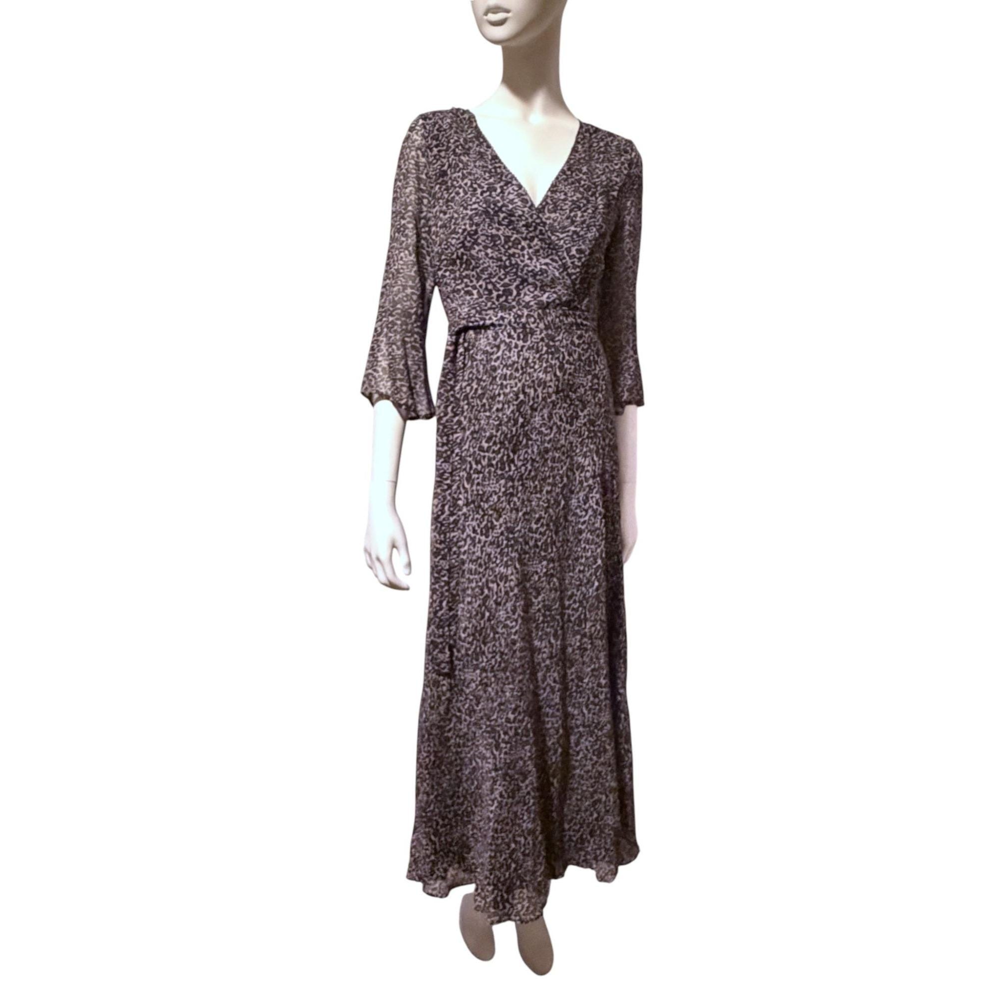 knee length dresses for ladies Brown Metallic Chiffon Ruffle V-Neck Midi Dress