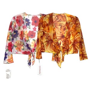 NWT Vintage Sheer Tie Front Bolero M Stretch Mesh Crop Top Beach Cover Up Shrug Lot of 2