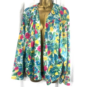 NWT Vintage Tribute Floral Open Front Blazer Long Sleeves Made in USA 48 Bust - Matches Tribute Floral Dress in my shop