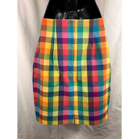 Vintage Y2K Rainbow Checkered Pencil Skirt by Cap… - image 2