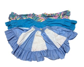 VTG Floral Patchwork and Polka Dots Lot of 3 Circle Skirts Square Dancing Burlesque