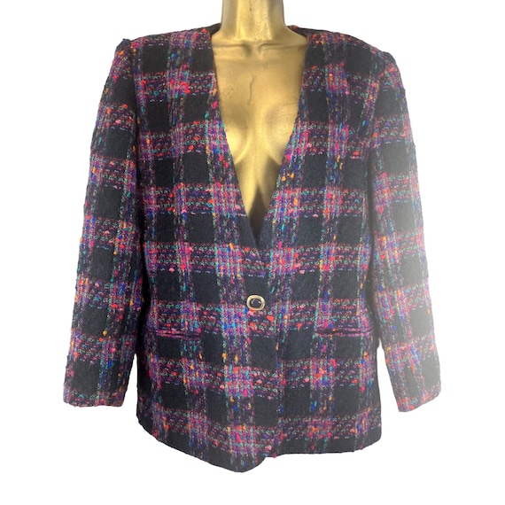 HYFVE Plaid Button Up Boucle Jacket main image 0