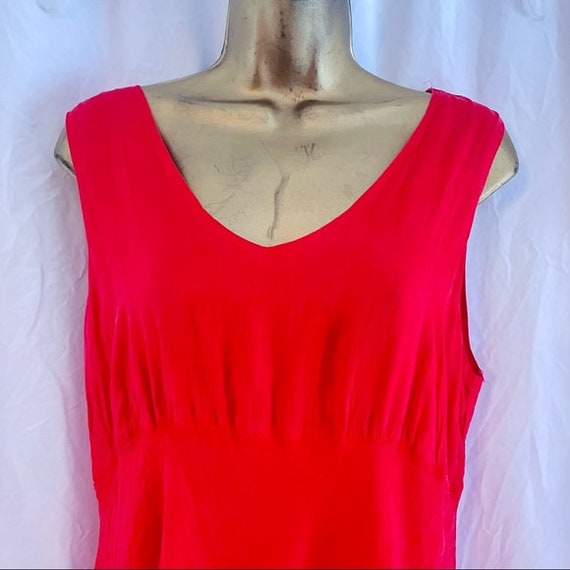 Vintage 90s Y2K 100% Silk Red Diagonal Tiered Mid… - image 3