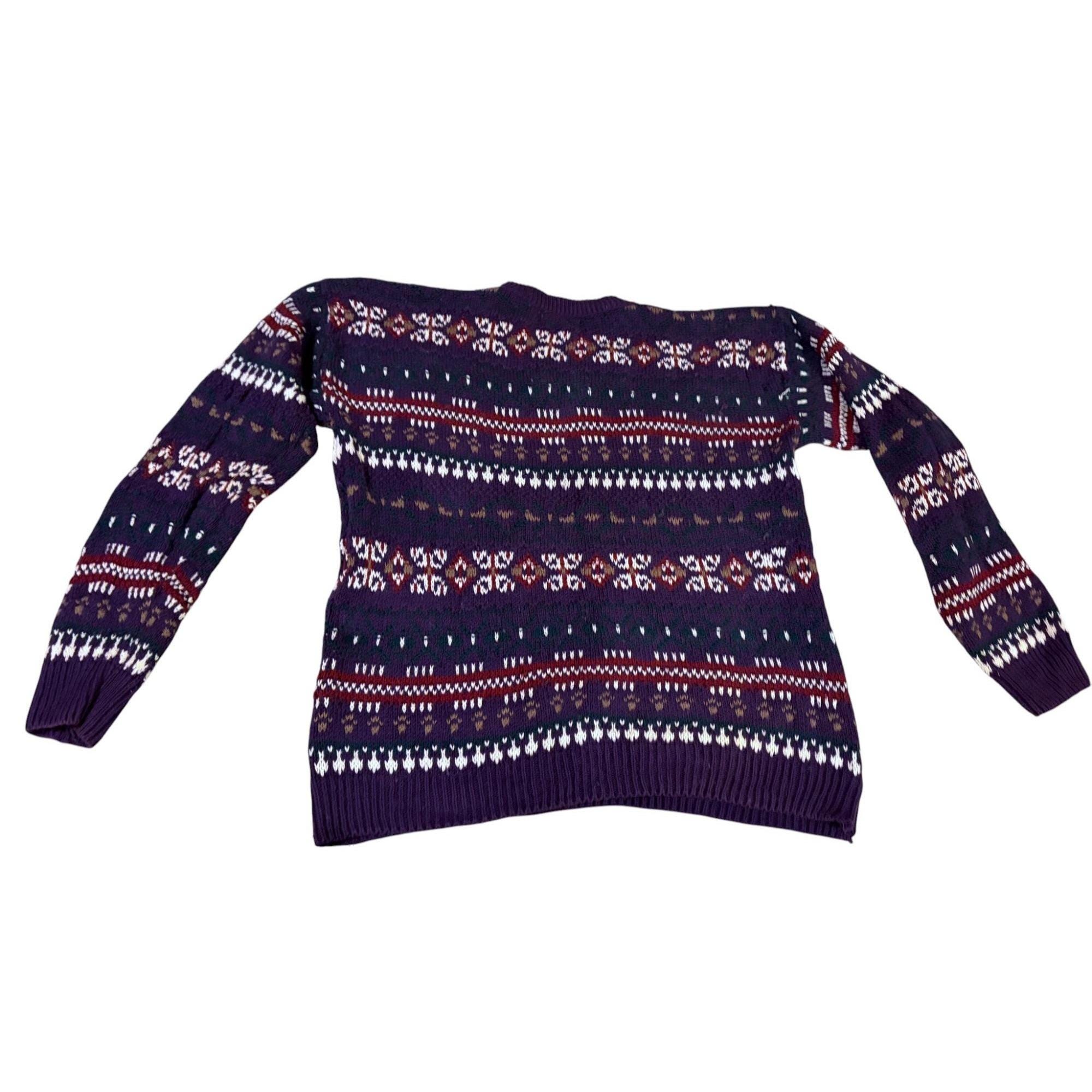 Vintage Eddie Bauer Fair Isle Sweater L Chunky Knit Cozy 100