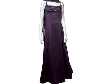 Vintage 90s Babydoll Prom Dress S Rosette Bodice 3D Full Skirt Romantic Vamp Goth Dark Fairy Twee