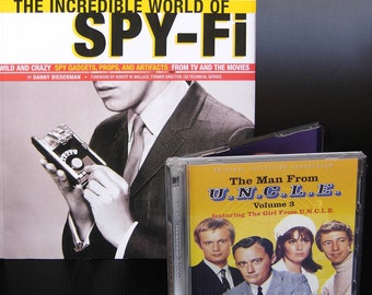 World of Spy-Fi Book,  U.N.C.L.E. TV Music CD, 8x10 and Avengers Bookmark