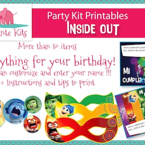 Printable Kit with editable text - Inside Out - Give your name to your Birthday!