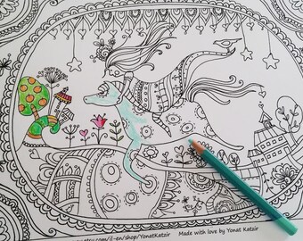 Coloring Poster Grown Up Horse Page Wonderland Pages Color Therapy