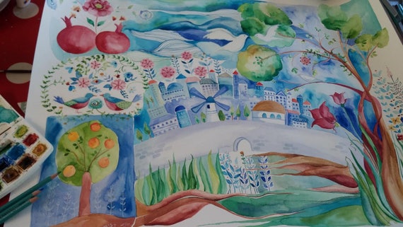 Jerusalem Wall Art Jerusalem Painting Jerusalem Watercolor Etsy