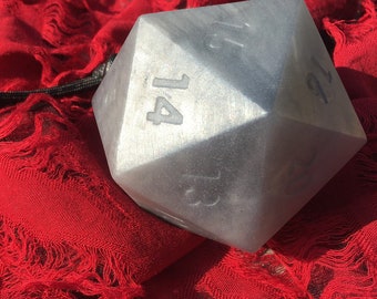 Silver Shimmer D20 Soap on a Ribbon with Polyhedral Dice Set