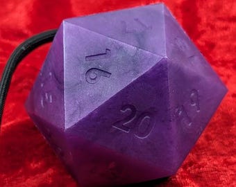 D20 Soap on a Rope Purple with Polyhedral Dice Set, Loot Soap, Tabletop RPG Gifts