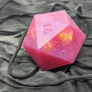 D20 Soap on a Rope Raspberry with Polyhedral Dice Set, Loot Soap, Tabletop RPG Gifts, Fantasy Scents