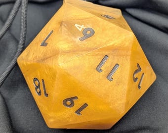 D20 Soap on a Rope Butterscotch and Black with Polyhedral Dice Set