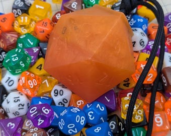 D20 Soap on a Rope Orange with Polyhedral Dice Set, Loot Soap, Tabletop RPG Gifts