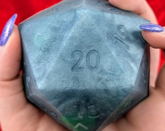 D20 Soap on a Rope Stormy Blue with Polyhedral Dice Set, Loot Soap, Tabletop RPG Gifts