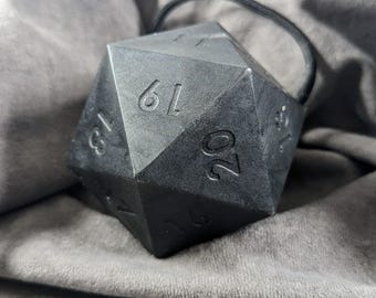 D20 Soap on a Rope Midnight with Polyhedral Dice Set, Loot Soap, Tabletop RPG Gifts