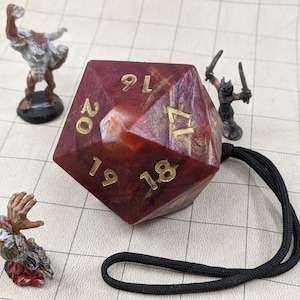 D20 Soap on a Rope Red and Gold with Polyhedral Dice Set, Loot Soap, Tabletop RPG Gifts, Fantasy Scents