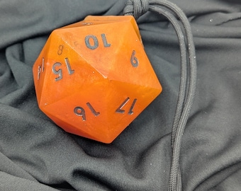 D20 Soap on a Rope Orange and Black with Polyhedral Dice Set, Loot Soap