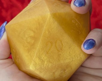 D20 Soap on a Rope Butterscotch with Polyhedral Dice Set, Loot Soap, Tabletop RPG Gifts