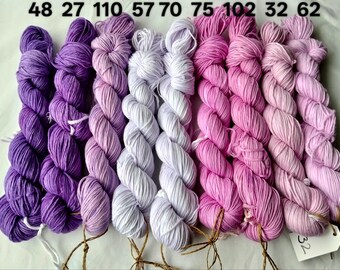 Purple Cotton Yarn - Hand dyed DK - 50g