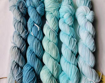 Blue Teal Cotton Yarn - Hand dyed DK - 50g