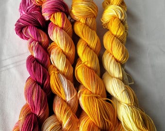 Hilo 100% algodón - Teñido a mano, multicolor DK - 50 g x 4 Ombré