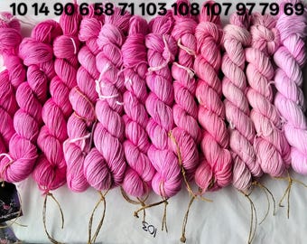 Hilo de algodón rosa - Teñido a mano DK - 50 g