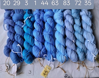 Blue Cotton Yarn - Hand dyed DK - 50g