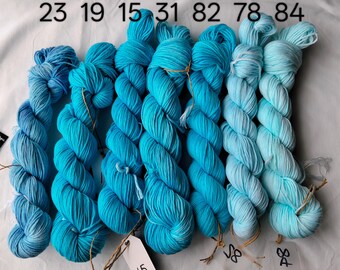 Blue Cotton Yarn - Hand dyed DK - 50g
