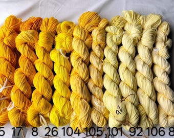 Yellow Cotton Yarn - Hand dyed DK - 50g