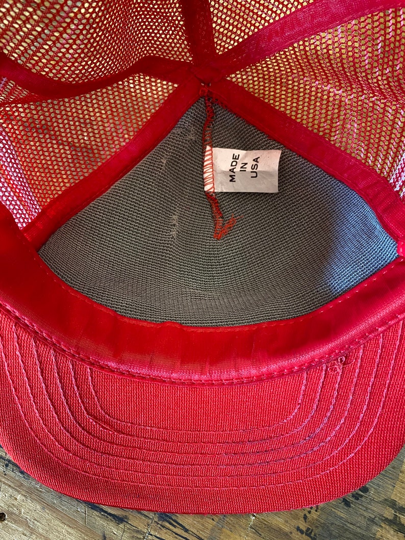 Vintage Reno Nevada National Championship Air Races Red Satin Trucker Hat Used USA Made 1986