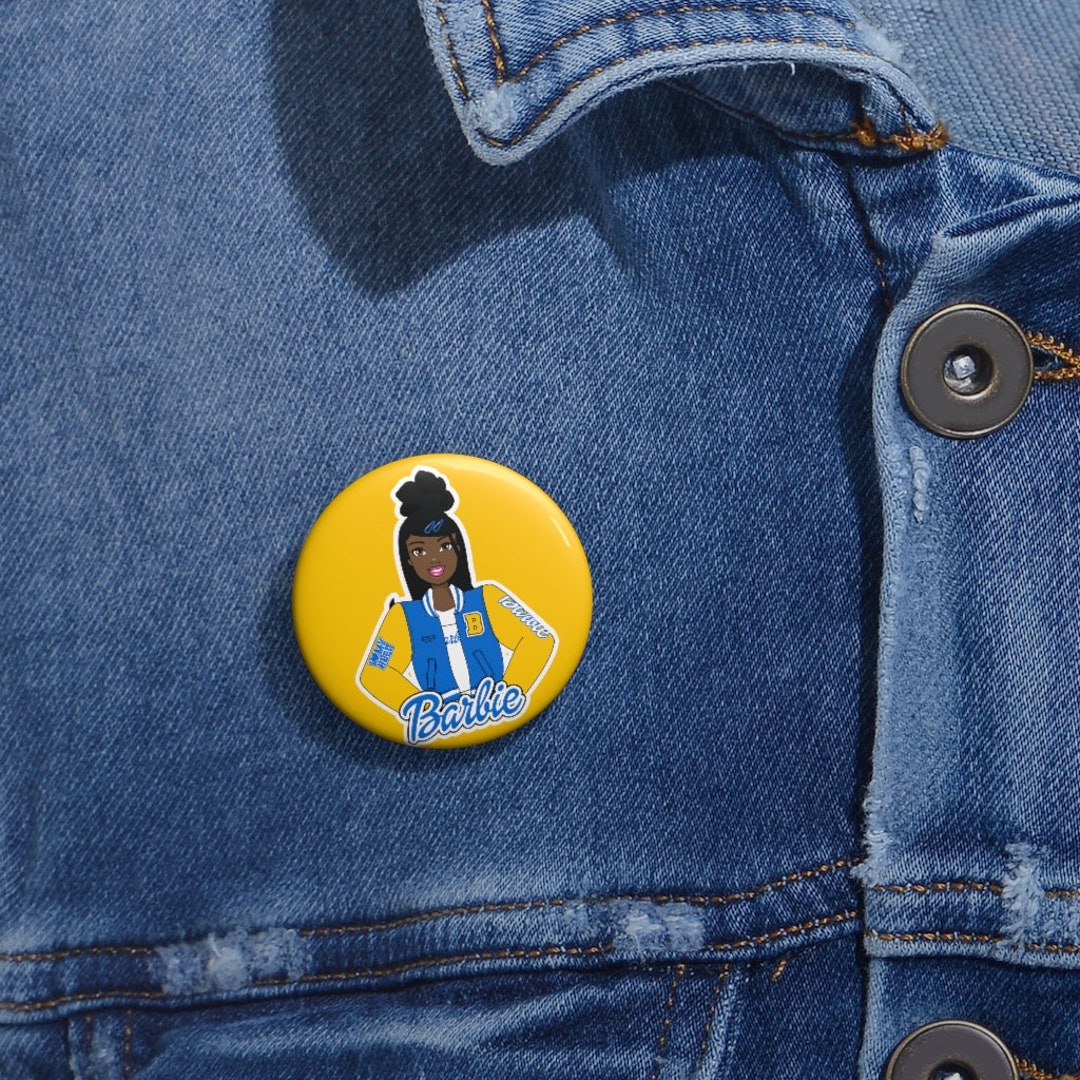 HBCU Barbie Yellow & Blue Custom Pin Buttons - Etsy