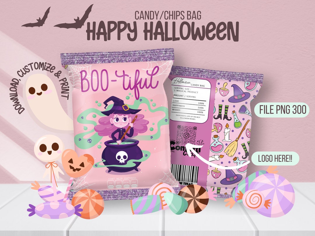 Halloween Candy Bags, Instant Download, Kids Halloween Party, Trick or