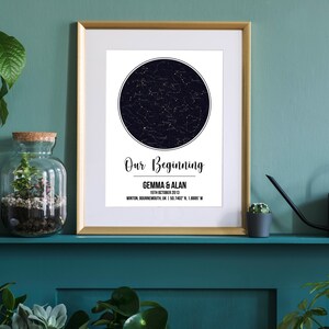 Impresión personalizada del mapa de la estrella, mapa de la constelación personalizada. Mapa del cielo de la noche, Celestial, Astronomía, Regalo de aniversario, Regalo de boda, Regalo de compromiso.