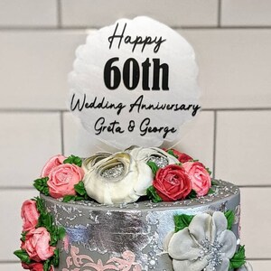 Gâteau en acrylique personnalisé, Topper transparent peint à la main, Toute occasion, anniversaire, anniversaire, mariage, baby shower, image 2