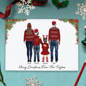 Biglietti di Natale personalizzati, biglietti multipack, biglietti di auguri di Natale per famiglie personalizzati, Costruisci la tua famiglia, Gloss A5 Card