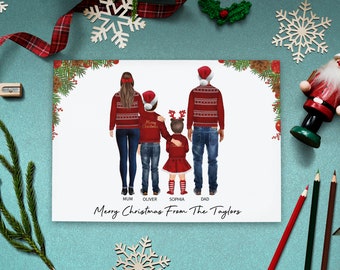 Personalised Christmas Print, Custom Family Christmas Print, Build your own family, Family Gift,