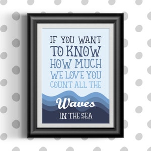 Count all the waves in the sea Nursery Print, Baby or Children's Room Decor image 1